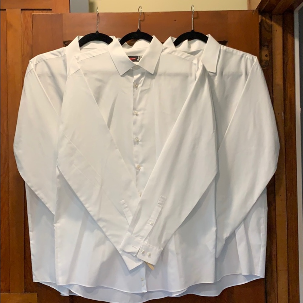 J. Ferrar, bundle of 3 white dress shirts, slim, L